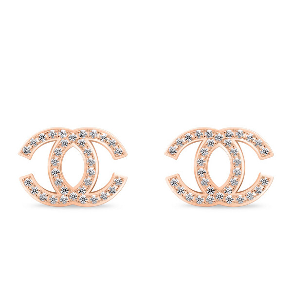 Esclusivi orecchini placcati in oro rosa con zirconi World Icon EA1015R