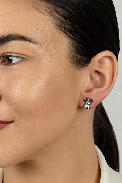 Hravé stříbrné náušnice Pejsci EA1208W