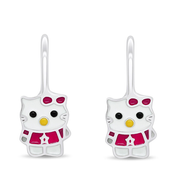 Hravé stříbrné náušnice pro dívky Kočičky EA434W