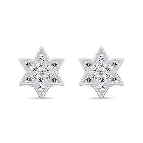 Játékos ezüst fülbevaló cirkónium kövekkel Csillagok EA575W