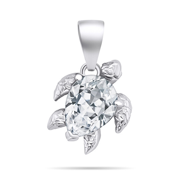 Hravý stříbrný set šperků se zirkony Želva SET233W (náušnice, přívěsek)