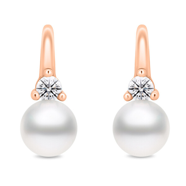 Orecchini unici in bronzo con perle e zirconi EA364R