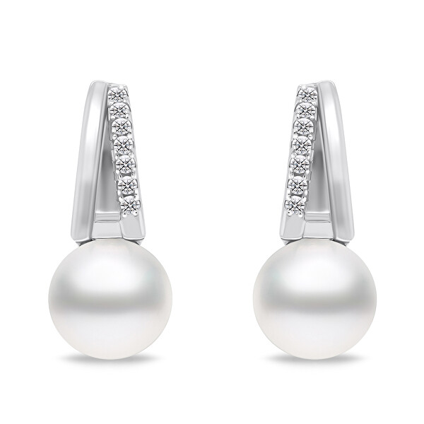 Jedinečné stříbrné náušnice s perlami a zirkony EA675W