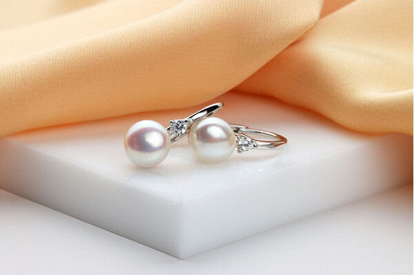 Jemné stříbrné náušnice s perlami EA955W