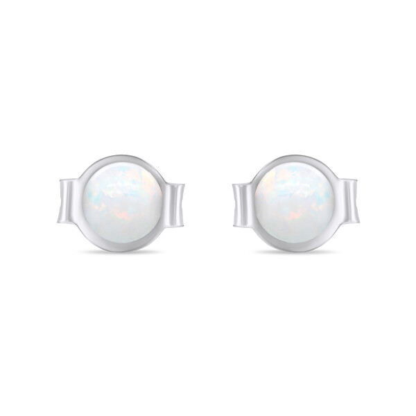 Finom ezüst fülbevaló fehér szintetikus opálokkal EA625W