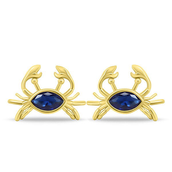 Cercei frumoși placați cu aur cu pietre de zircon albastre Crab EA862Y