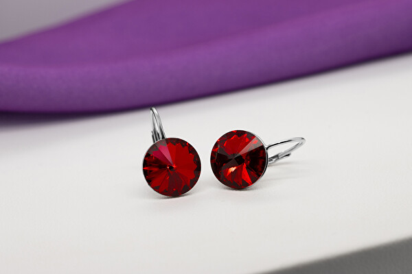 Gyönyörű ezüst fülbevaló piros cirkónium kövekkel EA372WR