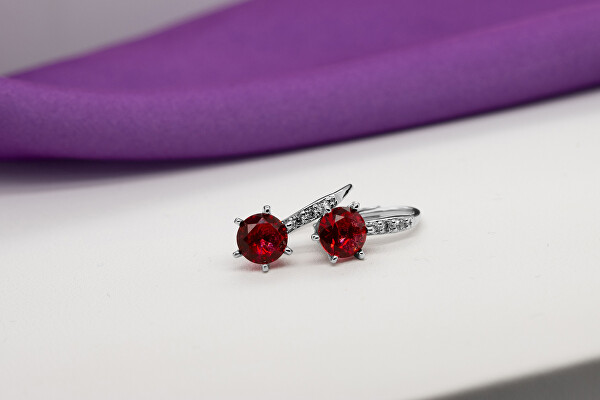 Splendidi orecchini in argento con zirconi rossi EA430WR
