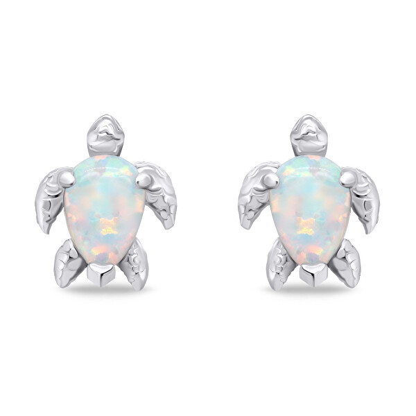 Wunderschöne Silberohrringe mit synthetischem Opal Schildkröte EA922W