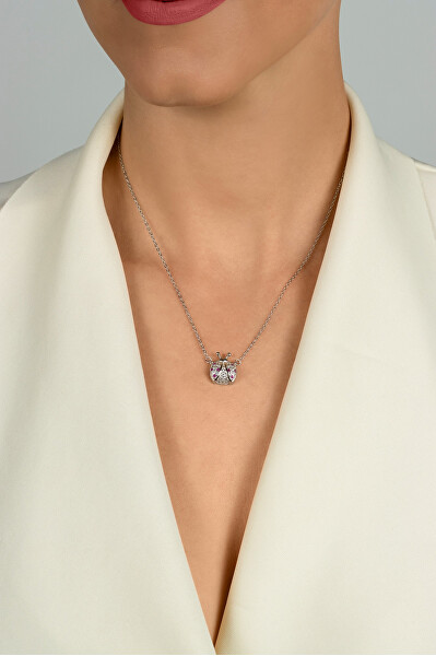 Krásny strieborný náhrdelník Lienka so zirkónmi NCL107W