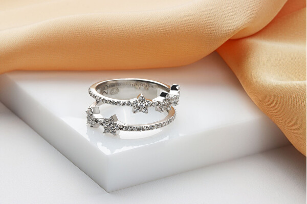 Krásný stříbrný prsten s hvězdami RI095W