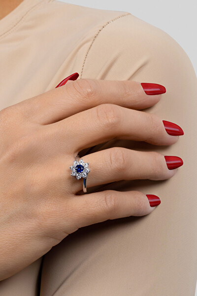 Krásný stříbrný prsten se zirkony RI053WB