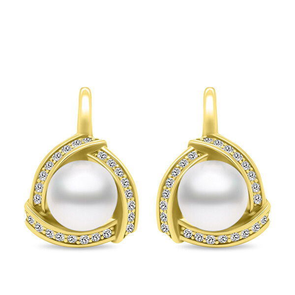 Luxus gyöngy fülbevaló aranyozott ezüstből EA393Y