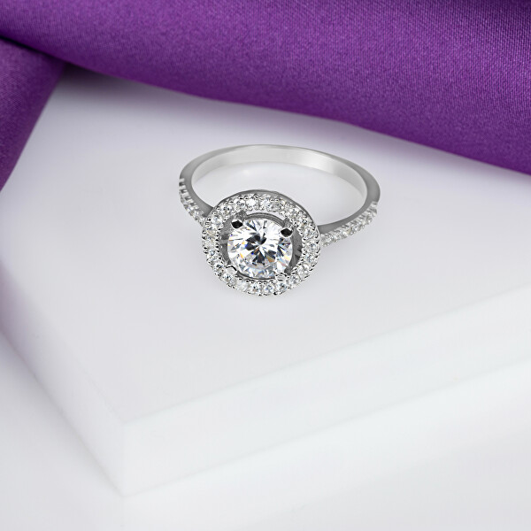 Luxusní stříbrný prsten s čirými zirkony RI032W