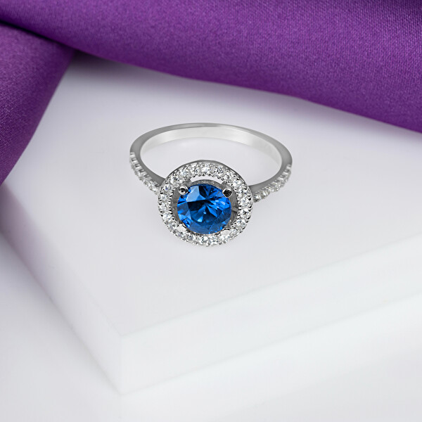 Luxus ezüst gyűrű kék cirkónium kővel RI031W