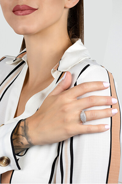 Luxusní stříbrný prsten se zirkony RI019W