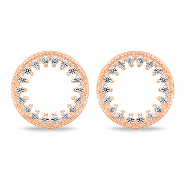 Orecchini minimal placcati in oro rosa Cerchi con zirconi EA1058R