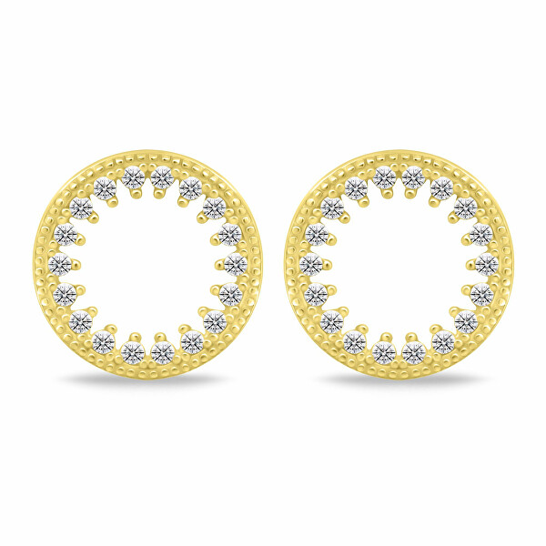 Orecchini minimal placcati in oro Cerchi con zirconi EA1058Y