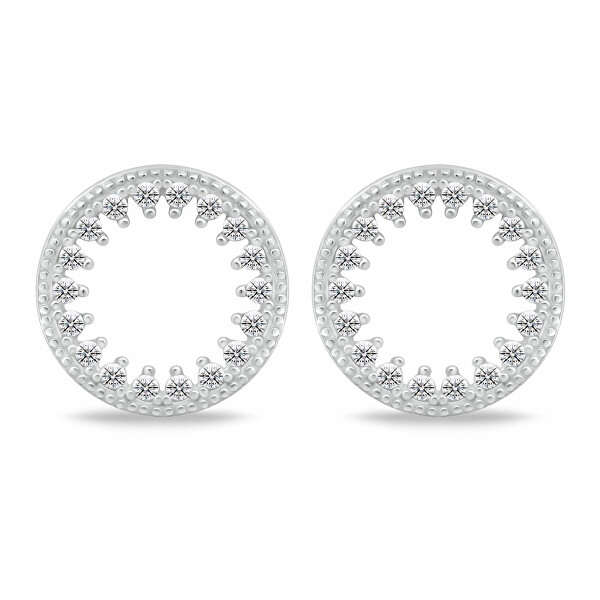 Orecchini minimal in argento Cerchi con zirconi EA1058W