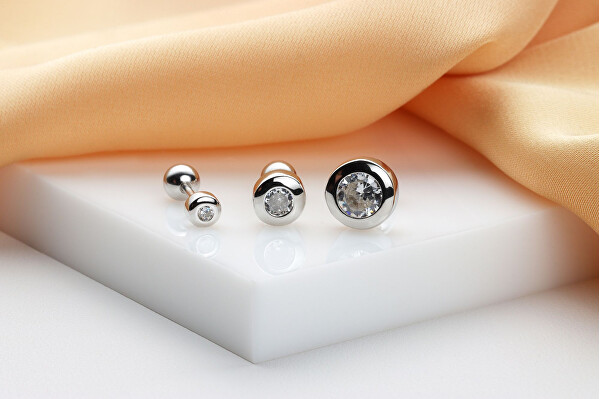 Orecchini minimalistici in argento con zirconi trasparenti EA926/7/8W