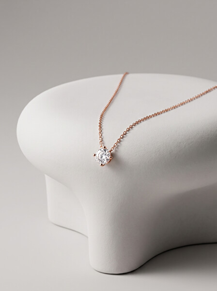 Minimalistický bronzový náhrdelník se zirkonem NCL73R