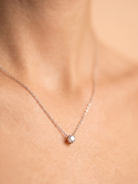 Minimalistický stříbrný náhrdelník se zirkonem NCL73W