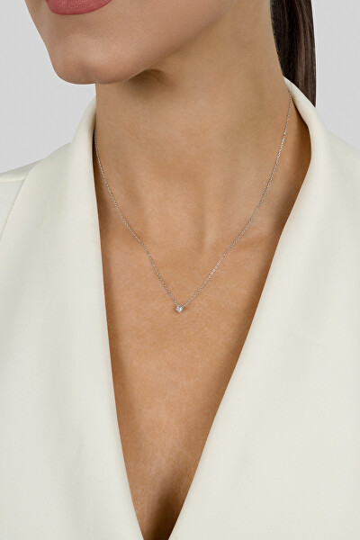 Minimalistický stříbrný náhrdelník se zirkonem NCL73W
