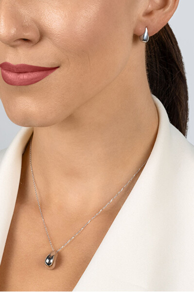 Minimalistický stříbrný set šperků SET272W Tear Drop (náhrdelník, náušnice)