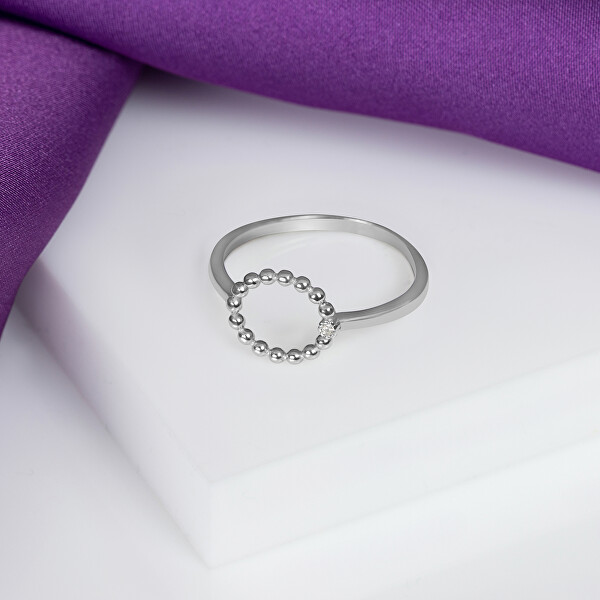 Moderní dámský prsten s čirým zirkonem RI009W