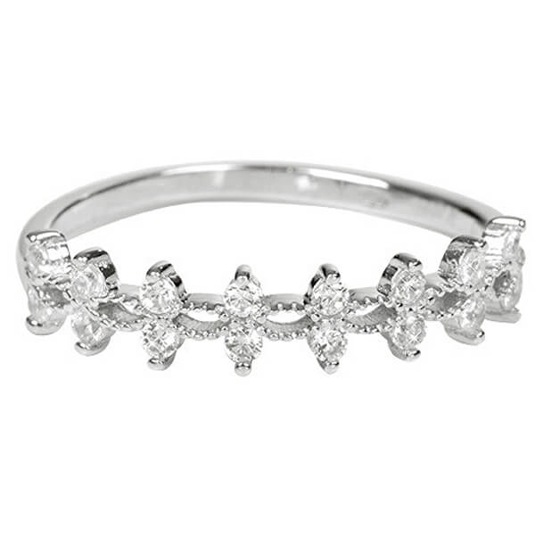 Moderní stříbrný prsten s krystaly SRJ05