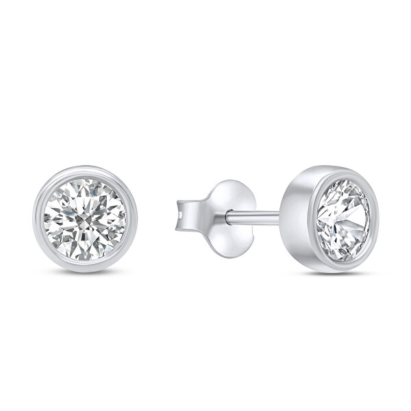 Moderný strieborný set šperkov so zirkónmi SET220W (náušnice, náhrdelník)