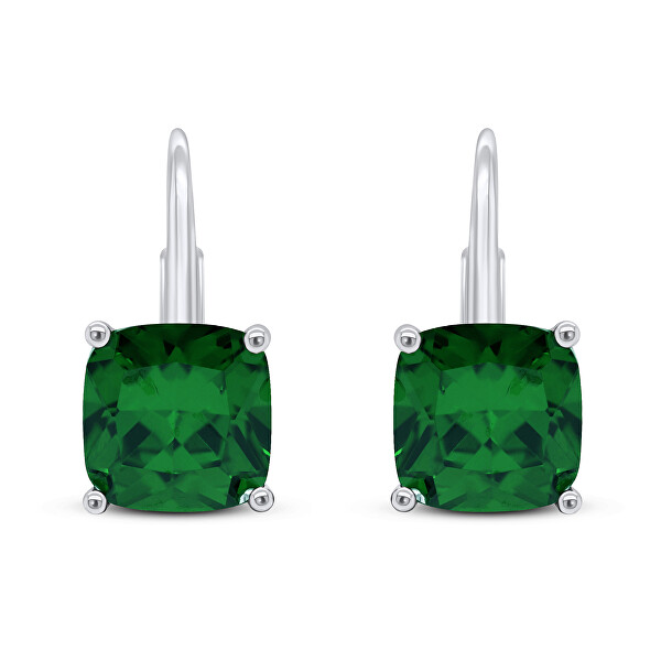 Divatos ezüst fülbevaló zöld cirkónium kővel EA301WG