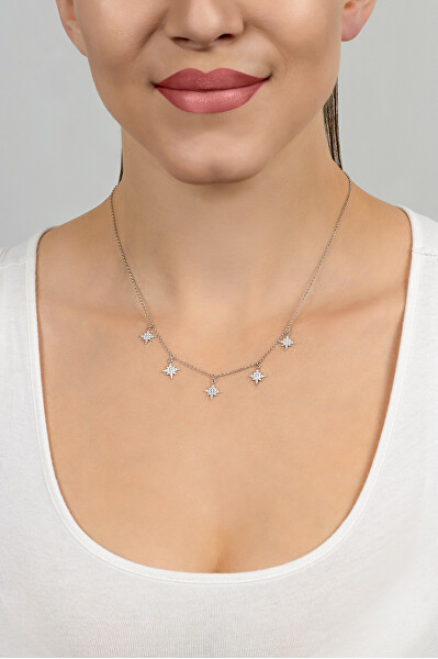 Módní stříbrný náhrdelník se zirkony NCL20W