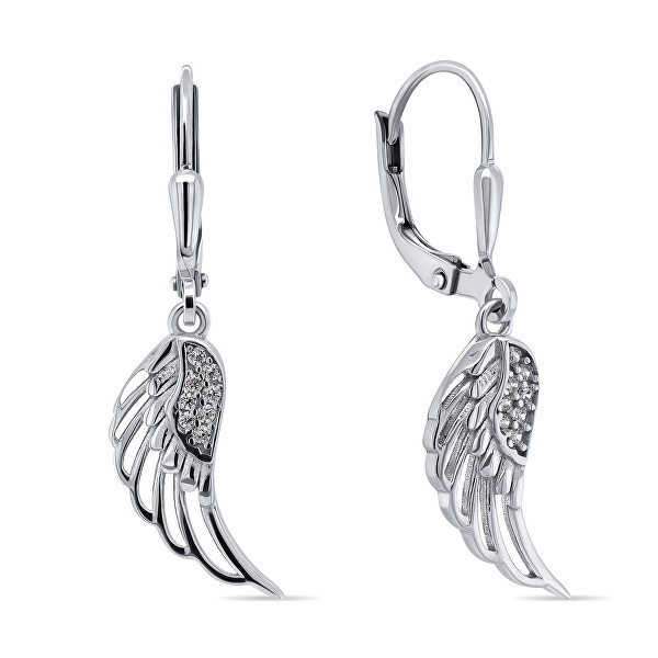 Módny strieborný set šperkov Anjelské krídla SET213W (prívesok, náušnice)