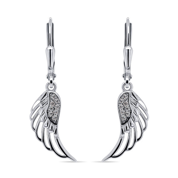 Módny strieborný set šperkov Anjelské krídla SET213W (prívesok, náušnice)