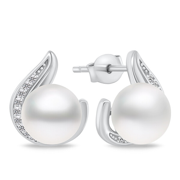 Nadčasová sada šperkov s pravými perlami SET240W (náušnice, náhrdelník)