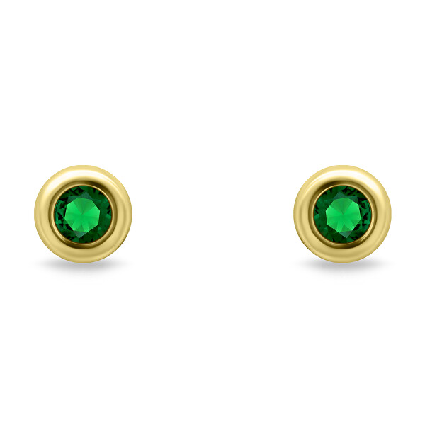 Időtlen, aranyozott fülbevaló zöld cirkónium kövekkel EA609YG