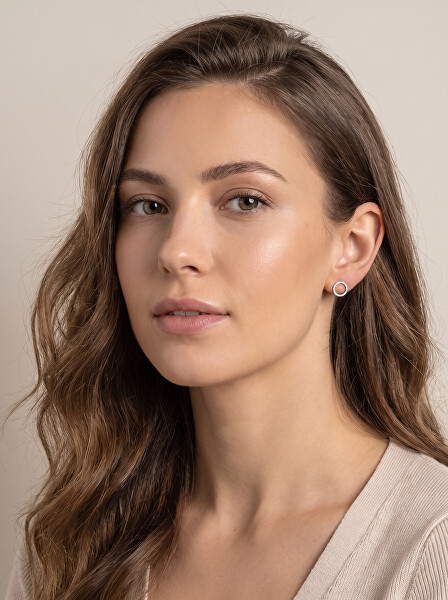Cercei atemporali din argint, rotunzi, cu zirconii EA1072W
