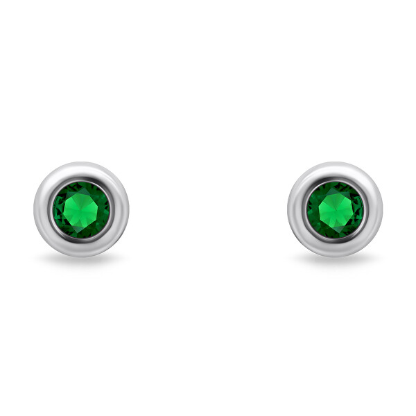 Nadčasové strieborné náušnice so zelenými zirkónmi EA609WG