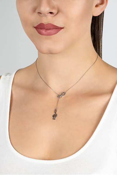Nadčasový stříbrný náhrdelník Houslový klíč NCL25W