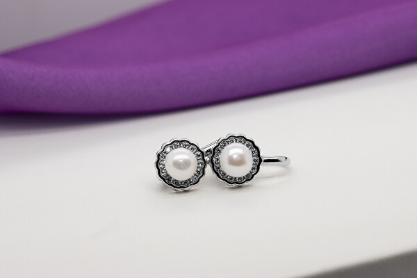 Splendidi orecchini in argento con perle e zirconi EA440W