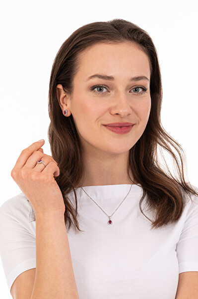 Gyönyörű ezüst fülbevaló rubinnal E-FS-5626R