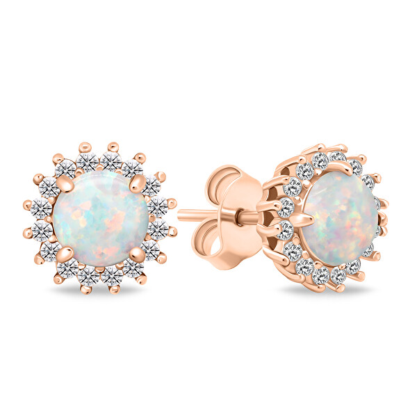 Splendido set di gioielli placcati in oro rosa con opale SET231R (orecchini, ciondolo)
