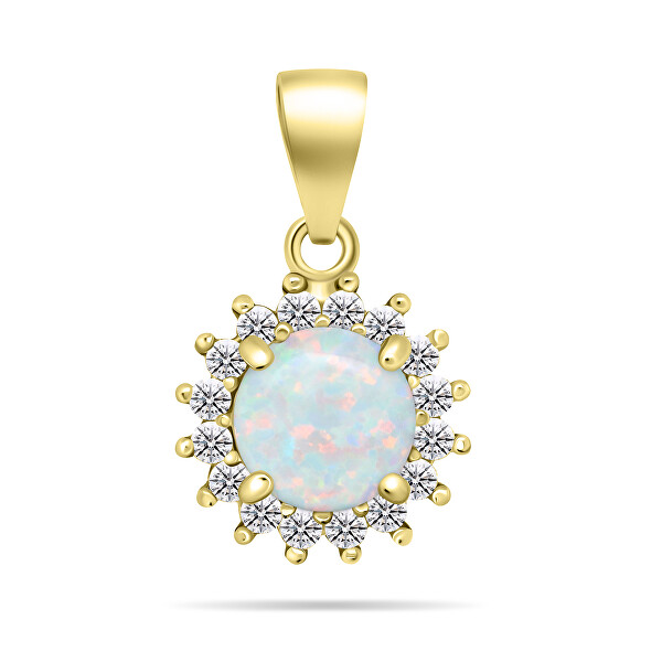 Nádherný pozlacený set šperků s opály SET231Y (náušnice, přívěsek)