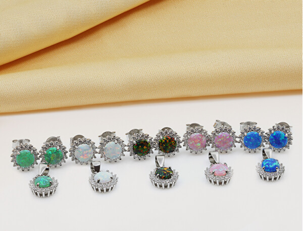 Nádherný set šperků s opály SET231W (náušnice, přívěsek)