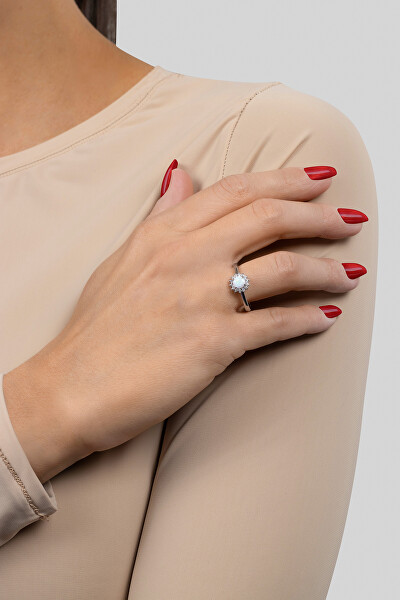 Gyönyörű ezüst gyűrű opállal és cirkónium kövekkel RI056W