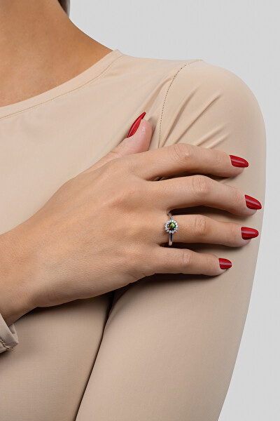 Nádherný strieborný prsteň s opálom a zirkónmi RI056WBC