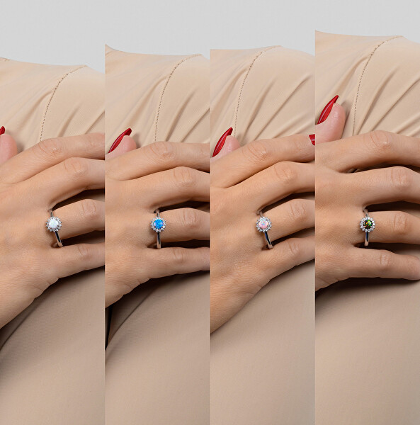 Nádherný stříbrný prsten s opálem a zirkony RI056WBC