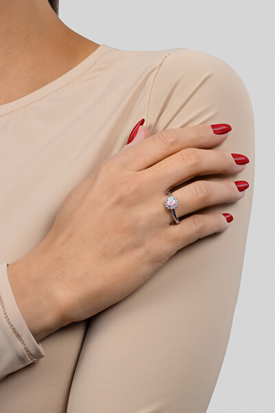Nádherný stříbrný prsten s opálem a zirkony RI056WP