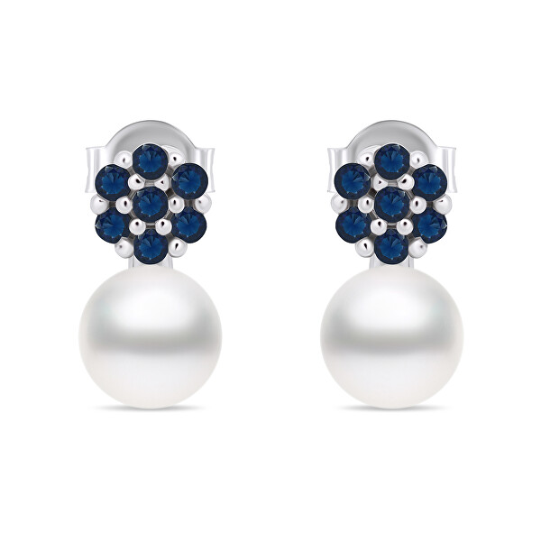 Orecchini di perle con zirconi blu EA612WB